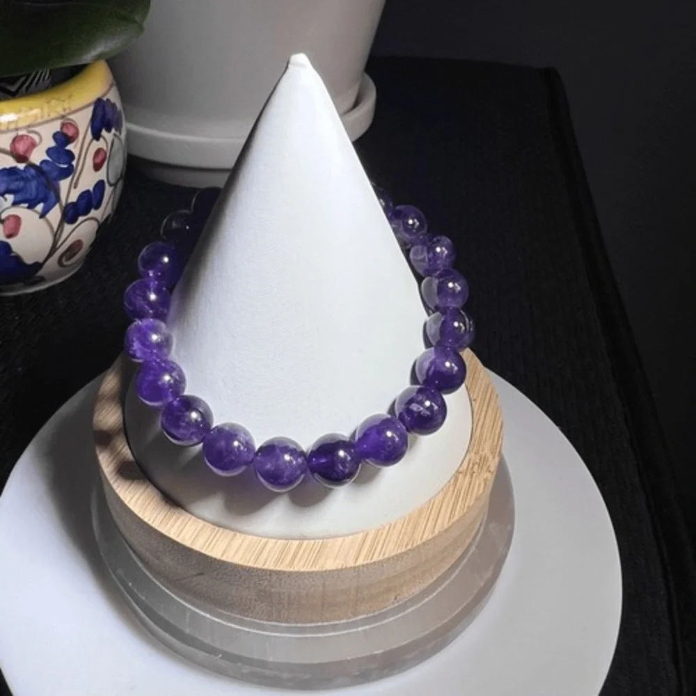 Handmade Amethyst‎ Bead Stretch Bracelet | Healing Energy Spiritual Gift